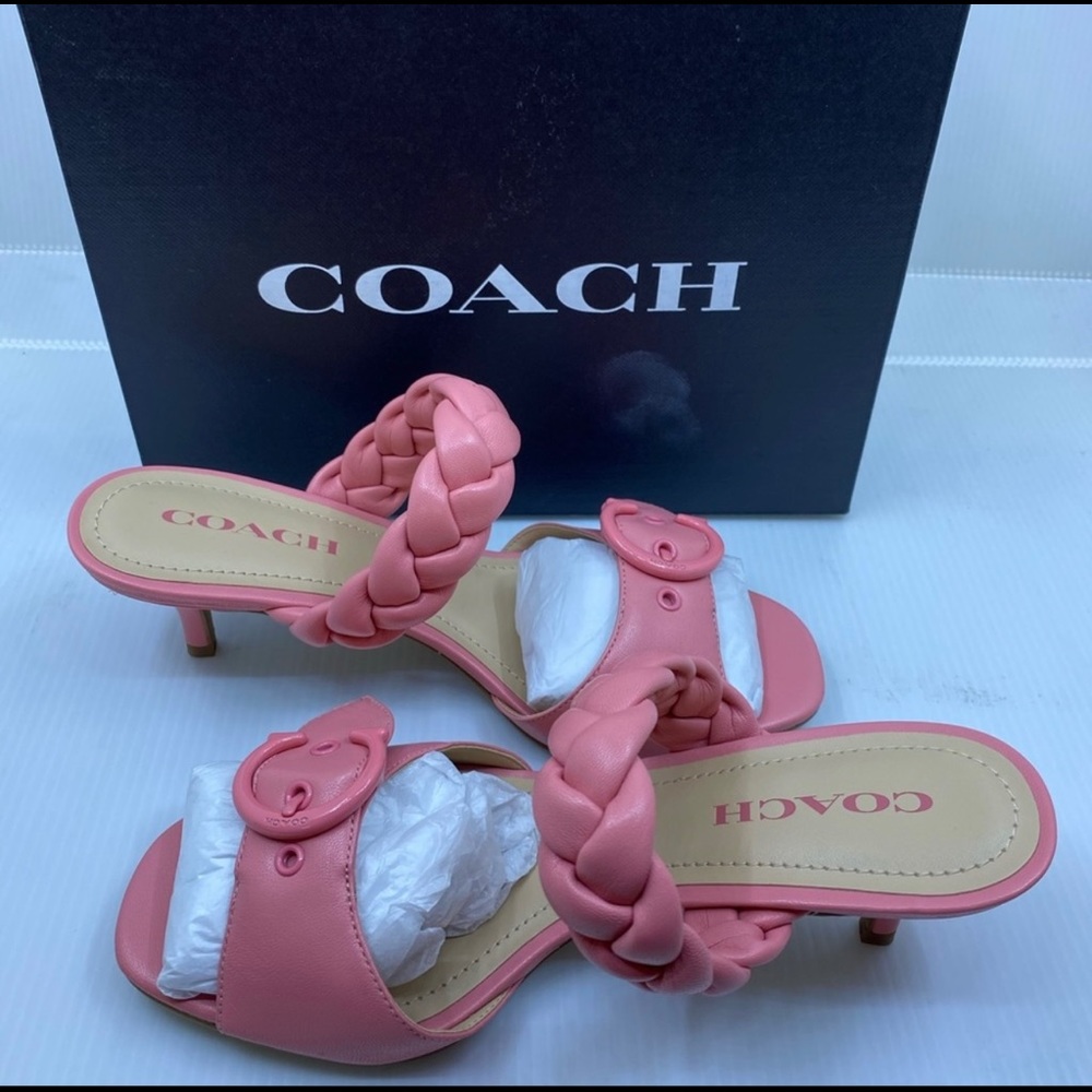BNWT Coach mini heel open toe sandal size 7.5 - Picture 1 of 5
